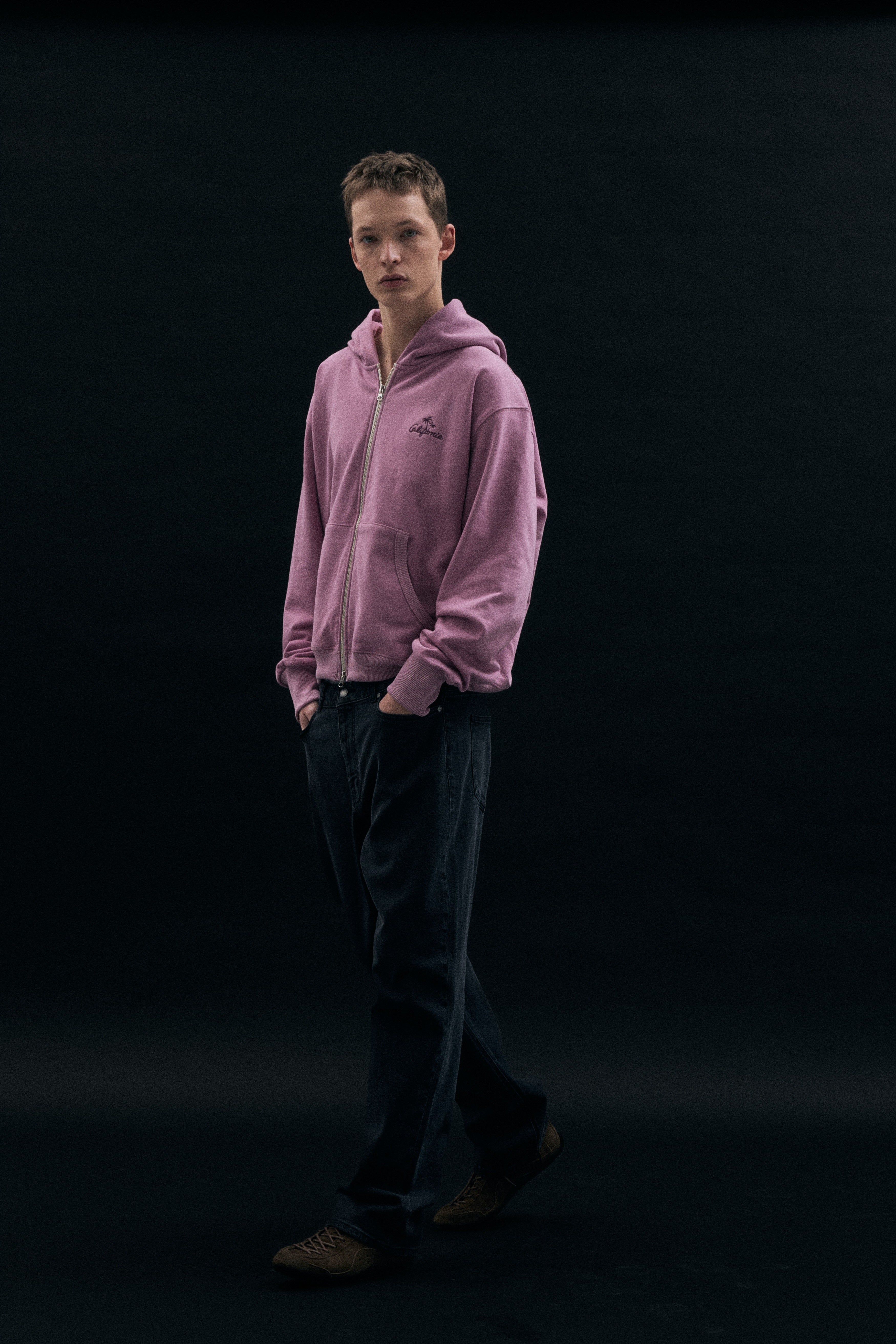 90210 Palm tree hood zipup_pink