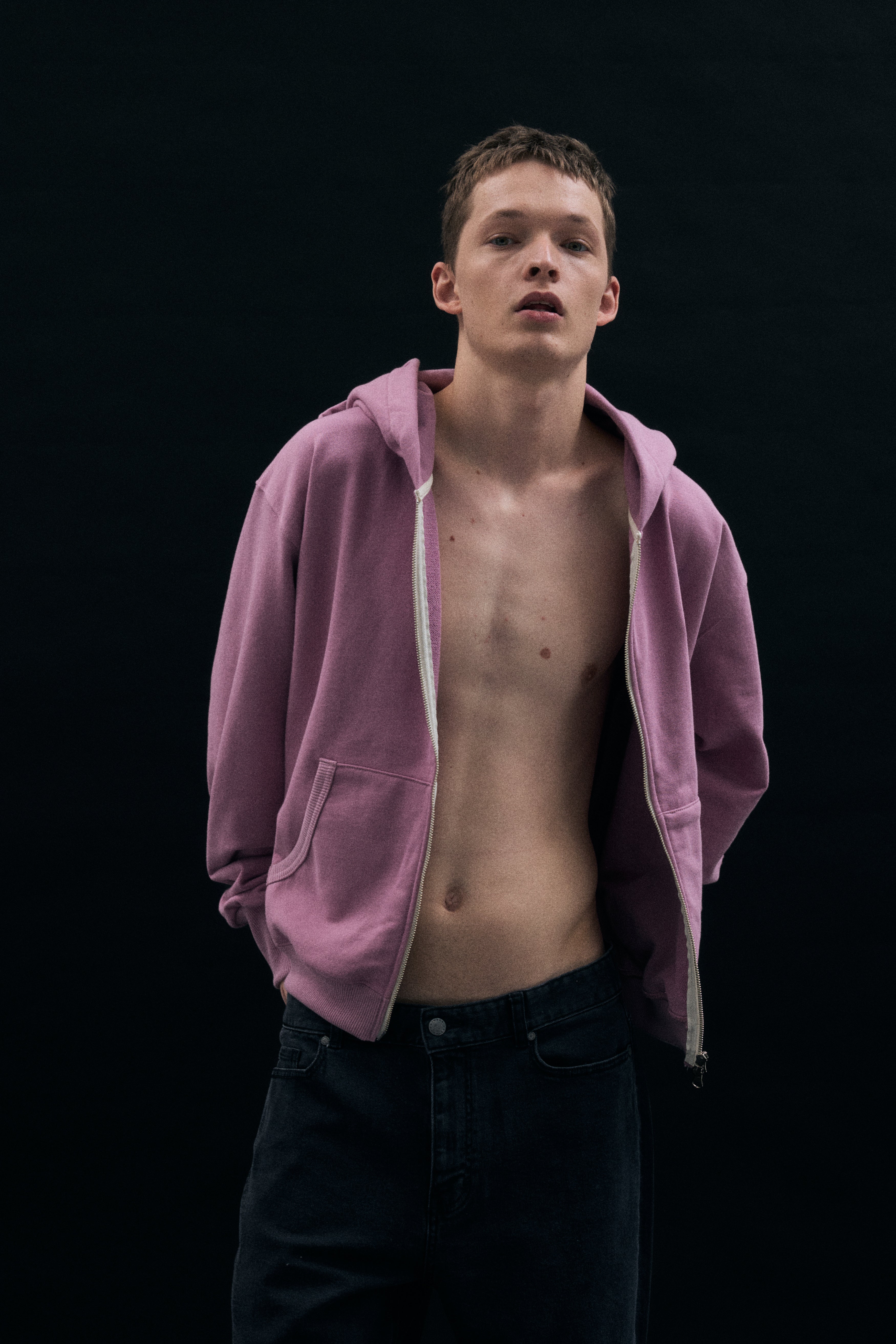 90210 Palm tree hood zipup_pink