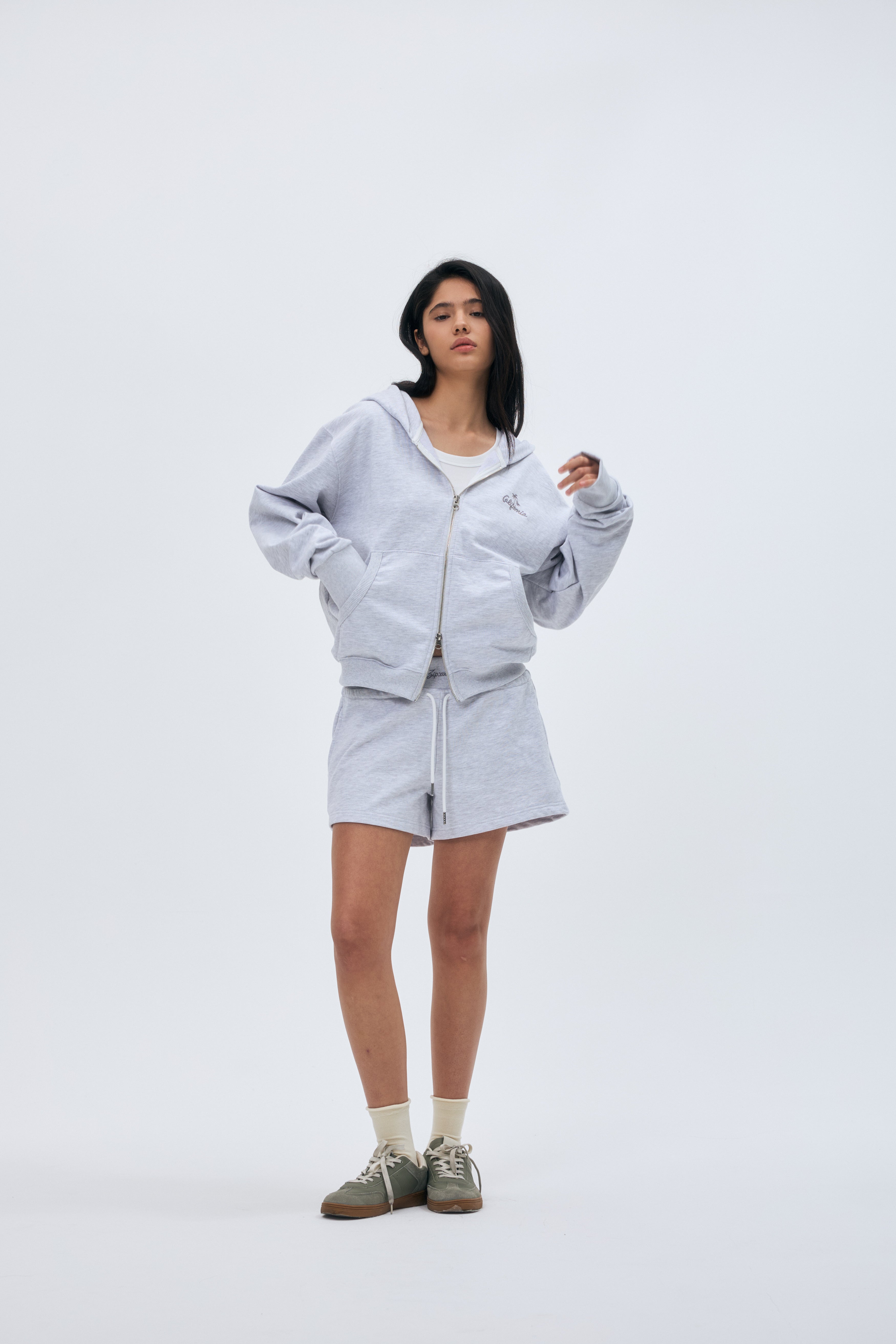 90210 Palm tree hood zipup_gray