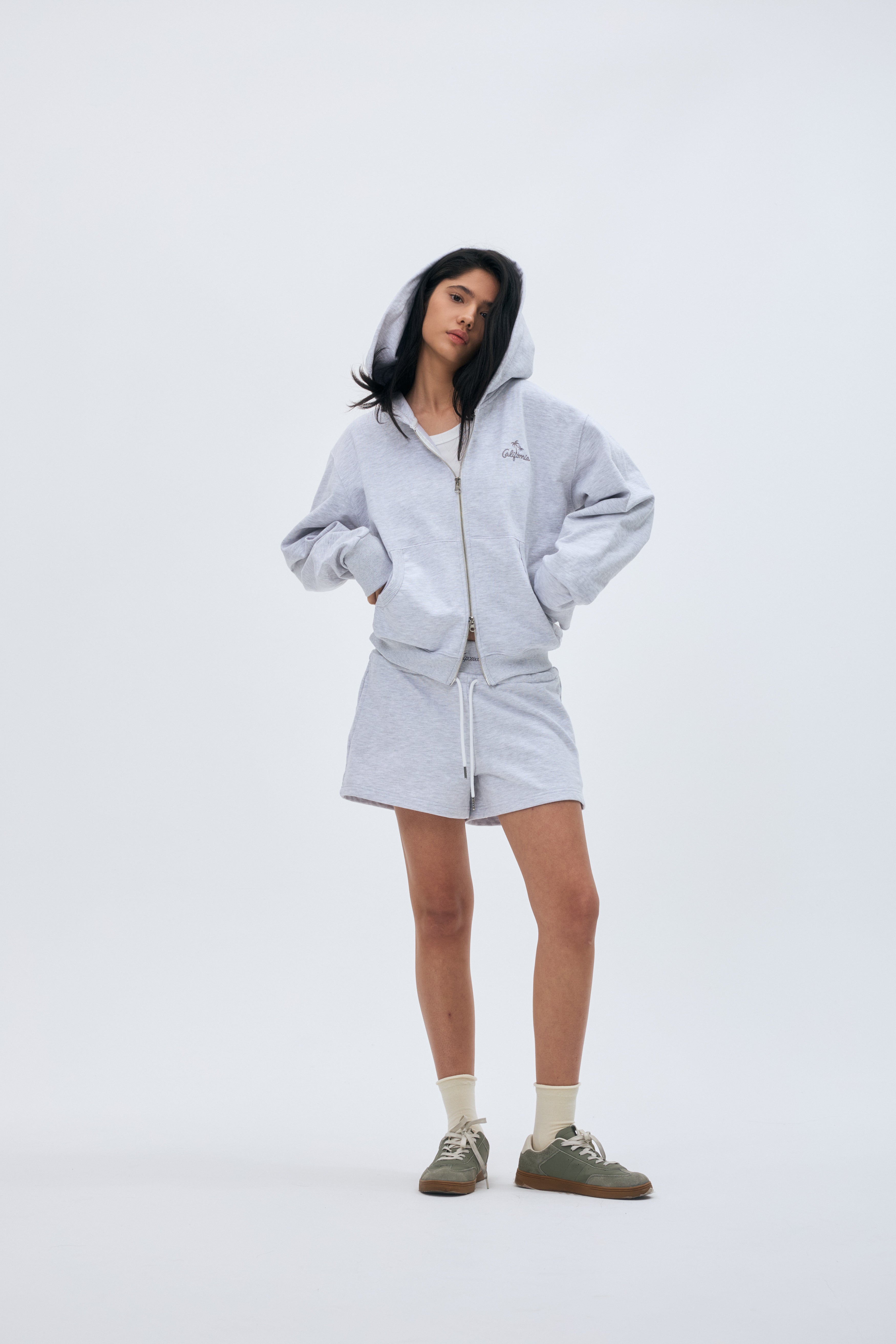 90210 Palm tree hood zipup_gray