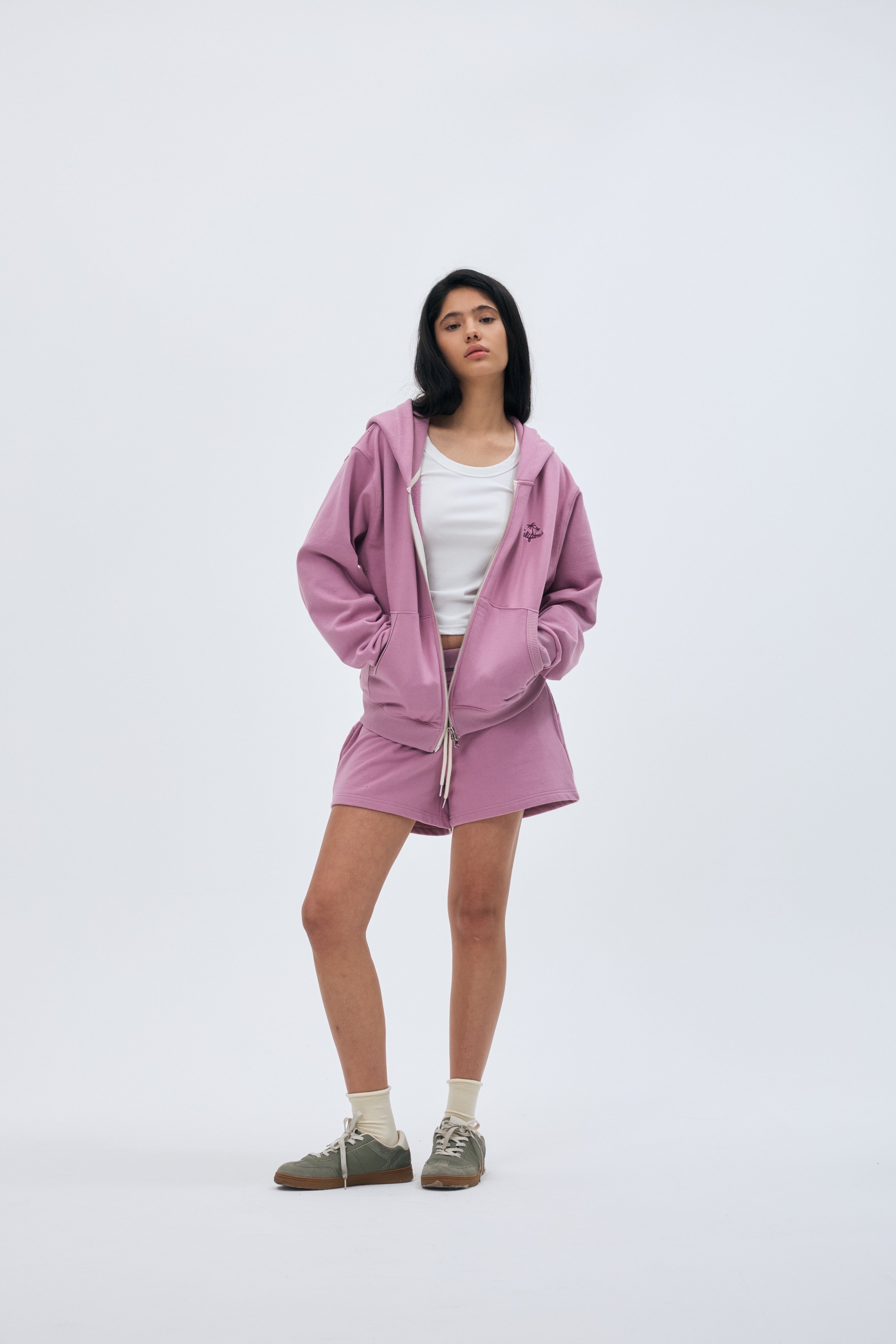 90210 Palm tree hood zipup_pink