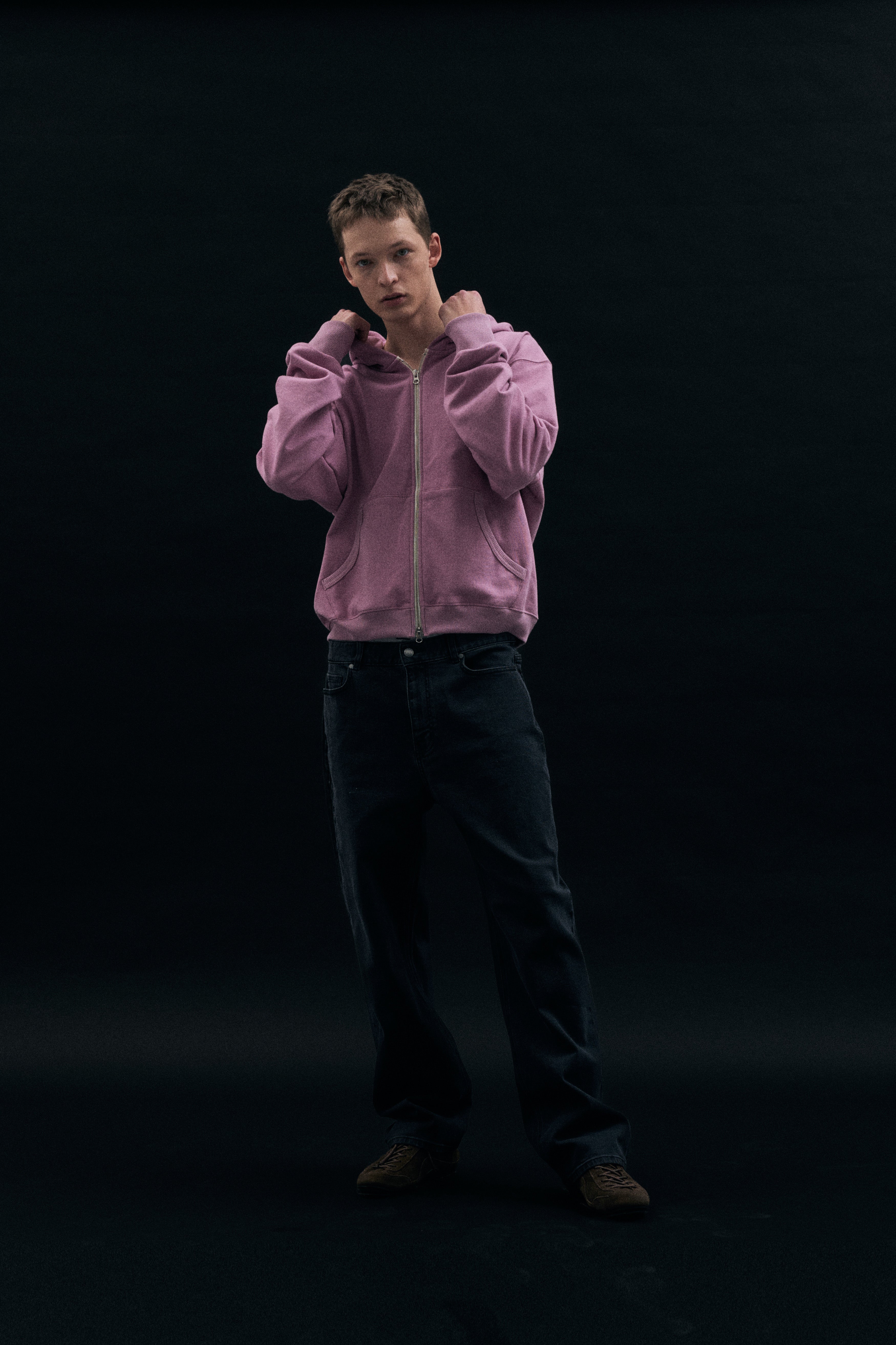 90210 Palm tree hood zipup_pink